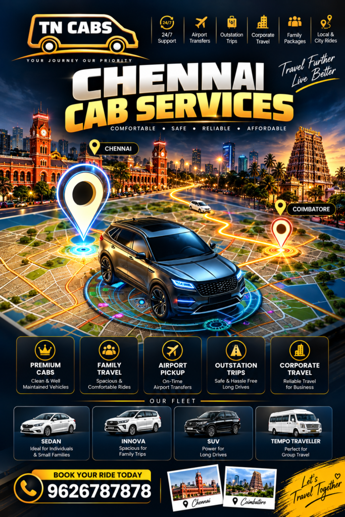 Chennai Cab Service – Local, Airport & Outstation Taxi | TN Cabs