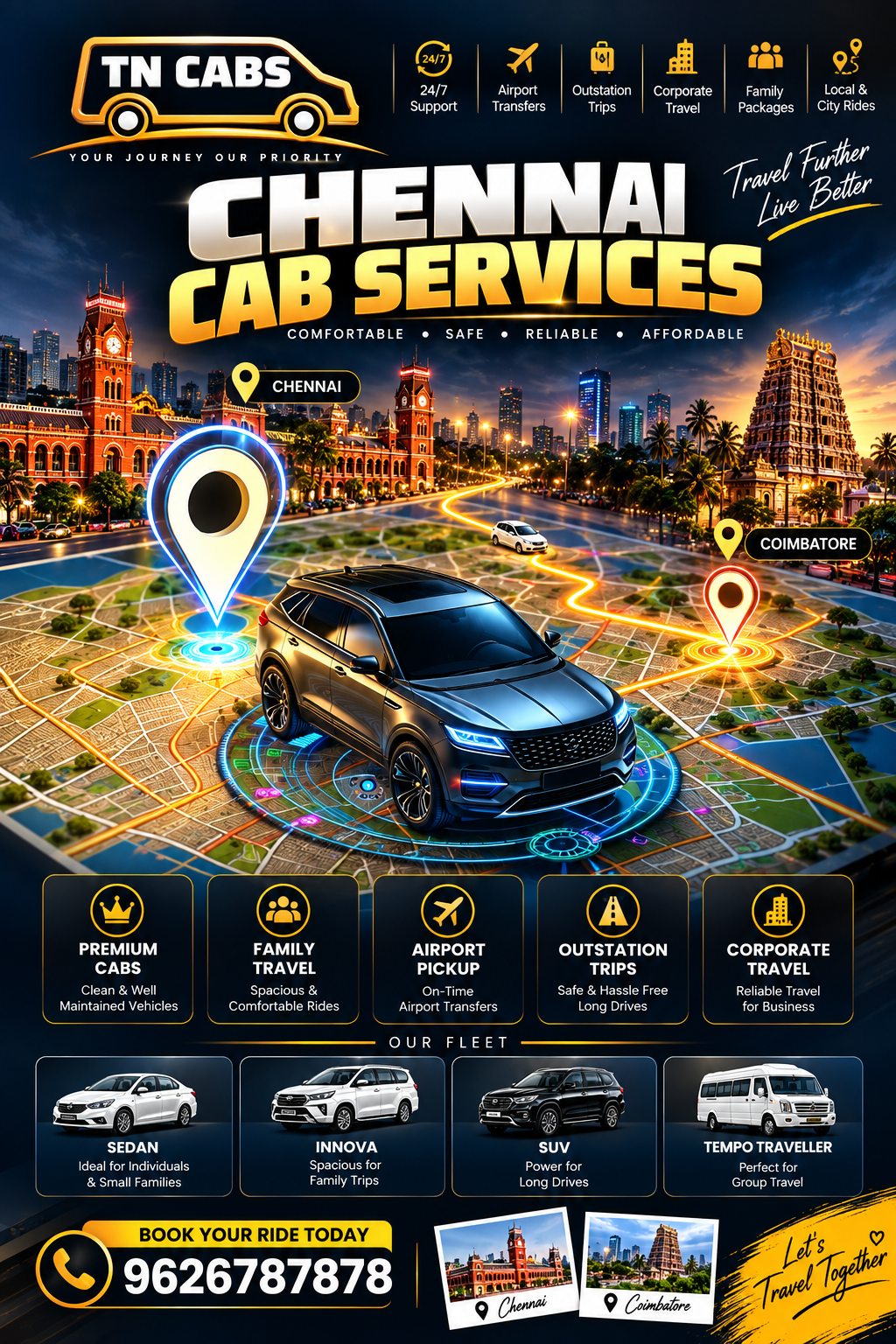 Chennai Cab Service – Local, Airport & Outstation Taxi | TN Cabs